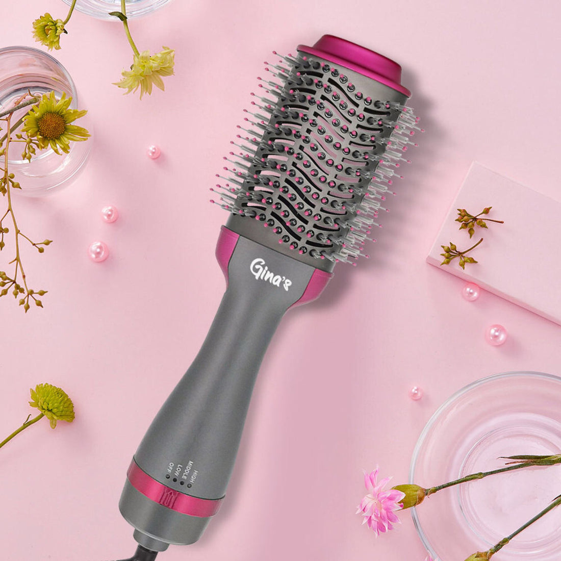 Perie de păr cu aer cald multifuncțională Gina&